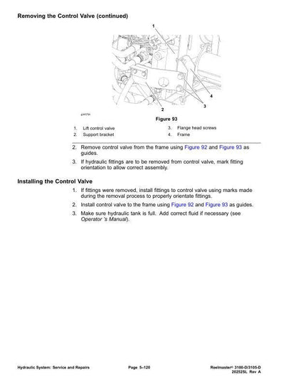 Toro Reelmaster 3100 3105 D Mower Service Manual sample page showing repair procedures