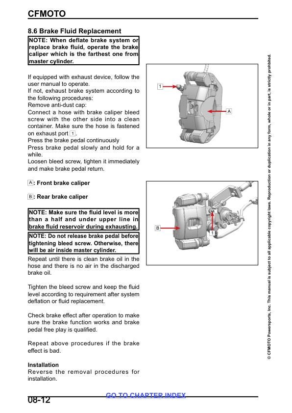 CFMOTO UFORCE 800 XL Service Repair Manual sample page showing schematics and diagrams