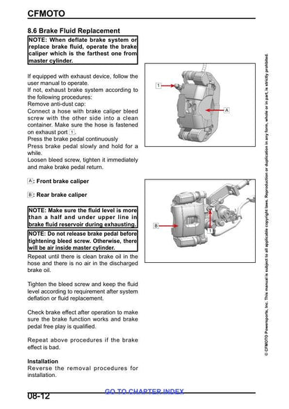 CFMOTO UFORCE 800 XL Service Repair Manual sample page showing schematics and diagrams
