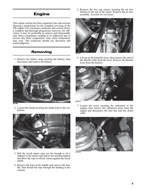 Arctic Cat ZR 200 Snowmobile Service Manual sample page from service manual