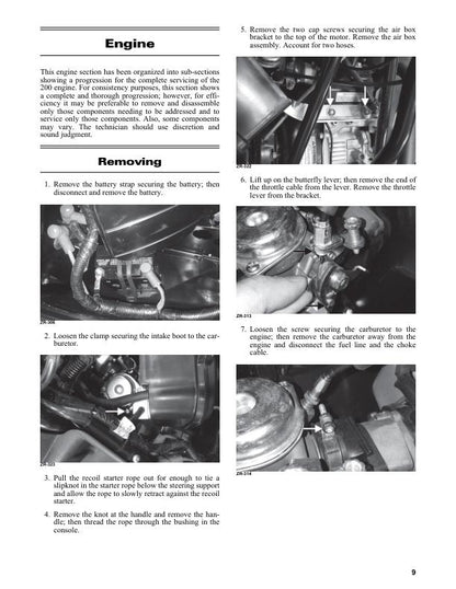 Arctic Cat ZR 200 Snowmobile Service Manual sample page from service manual