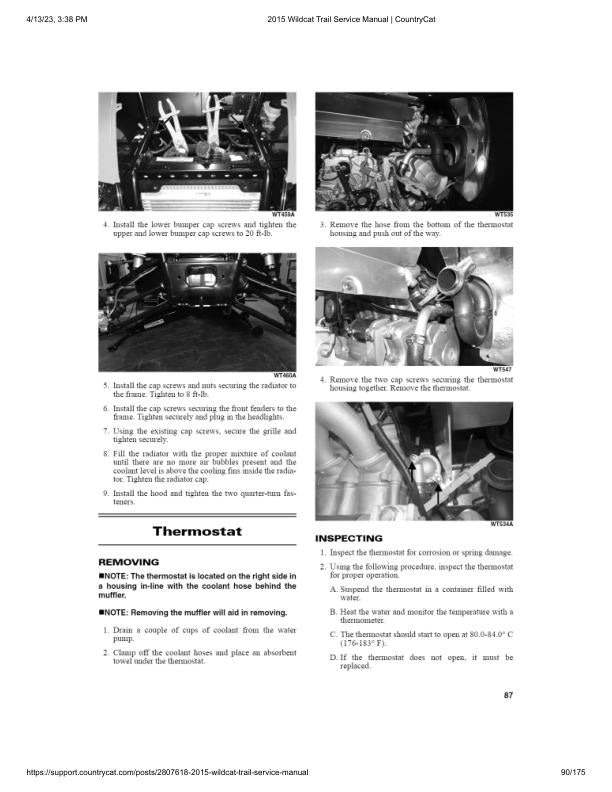 Arctic Cat Wildcat Trail UTV Service Manual sample page with technical illustrations