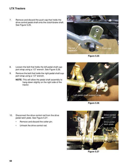 Cub Cadet LTX 1000 Tractor Service Manual sample page with service data and tables
