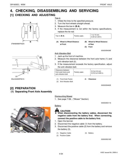 Kubota GR 1600 EC Mower Service Manual sample page showing schematics and diagrams