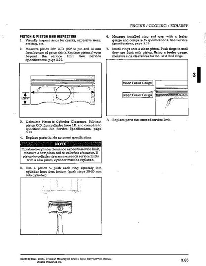 Indian Scout Motorcycle Service Manual sample page with technical illustrations