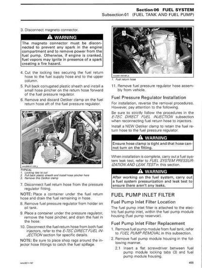 Skidoo REV XU 600 1200 Snowmobile Service Manual sample page with technical illustrations
