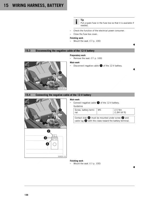 KTM 350 EXC Motorcycle Service Manual sample page with diagrams and specifications