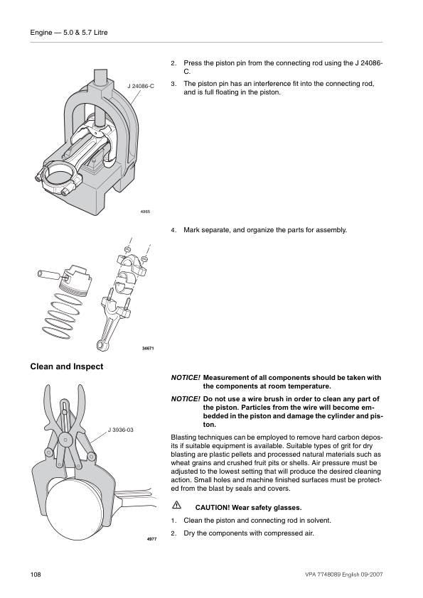 Volvo Penta 5.0 5.7 GL Gi Xi OSi OSXi Engine Service Manual sample page with service data and tables