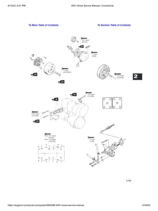 Arctic Cat Panther Bearcat Thundercat ZR ZL Snowmobile Service Manual sample page with diagrams and specifications