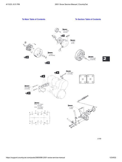 Arctic Cat Panther Bearcat Thundercat ZR ZL Snowmobile Service Manual sample page with diagrams and specifications