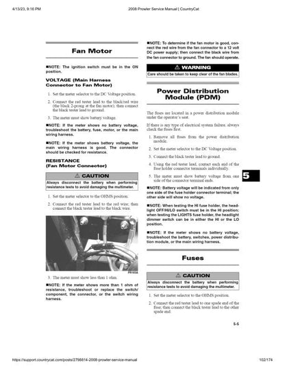 Arctic Cat Prowler XT XTX UTV Service Manual sample page with service data and tables