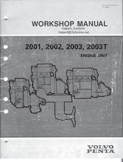 Volvo Penta 2001 2002 2003 2003T Marine Engine Service Manual factory service manual title page