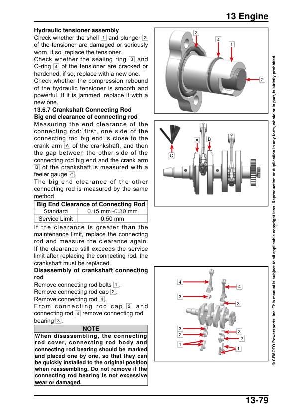 CFMOTO IBEX 450 Service Manual sample page with service data and tables