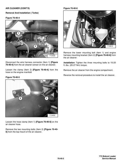 Bobcat 773G Skid Steer Loader Service Manual sample page from the repair manual