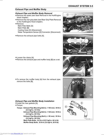Kawasaki JetSki Ultra 250x Service Manual sample page with technical illustrations