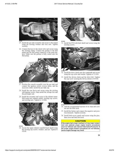 Arctic Cat Bearcat Lynx Pantera Snowmobile Service Manual sample page with diagrams and specifications