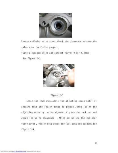 HiSun HS500 ATV Service Manual sample page showing repair procedures