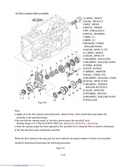 TYM T 233 273 Tractor Service Manual sample page showing repair procedures