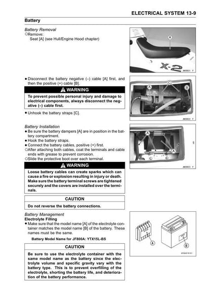 Kawasaki JetSki X2 Service Manual sample page showing schematics and diagrams