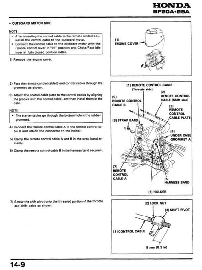 Honda BF25D BF30D Outboard Service Manual sample page showing repair procedures