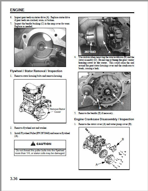 Polaris Ranger XP 700 UTV Service Manual sample page showing repair procedures