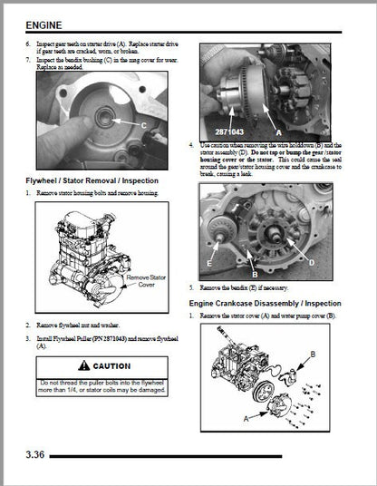 Polaris Ranger XP 700 UTV Service Manual sample page showing repair procedures