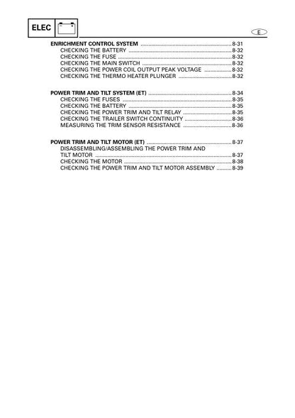 Yamaha F40 Outboard Service Manual sample page with diagrams and specifications