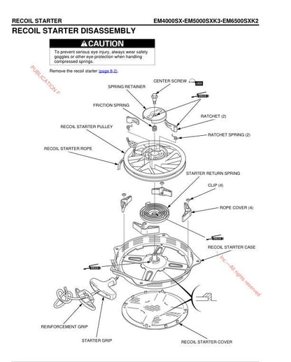 Honda EM4000 EM5000 EM6500 Generator Service Manual sample page with technical illustrations