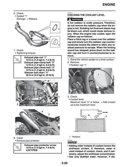 Yamaha YZ 450 FN Motorcycle Service Manual sample page from service manual