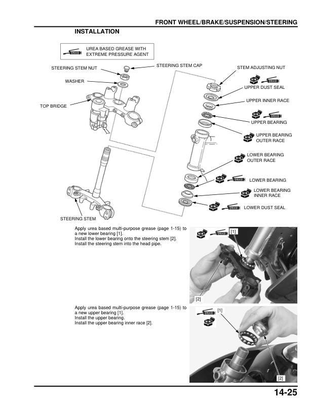 Honda XL125 XR125 XR150 Motorcycle Service Manual sample page with service data and tables