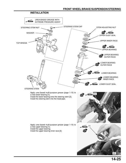Honda XL125 XR125 XR150 Motorcycle Service Manual sample page with service data and tables
