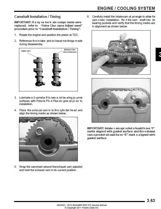 Polaris RZR 570 UTV Service Manual sample page showing repair procedures