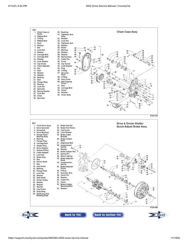 Arctic Cat ZR ZL Mountain Cat Panther Pantera Snowmobile Service sample page with service data and tables