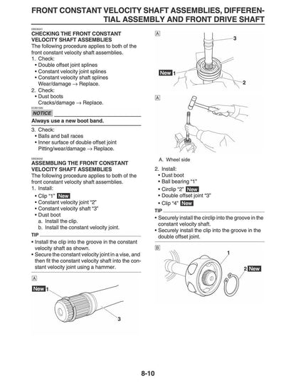 Yamaha Grizzly Hunter SE XT-R 700 ATV Service Manual sample page showing repair procedures