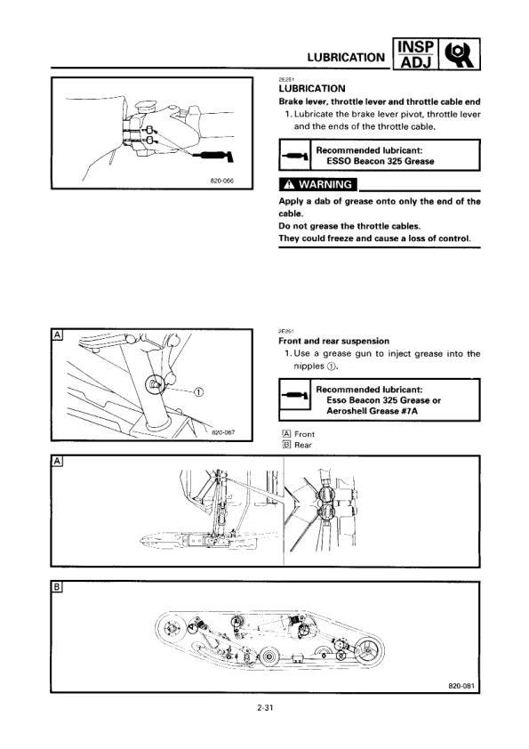 Yamaha SRX 600 700 Snowmobile Service Manual sample page from service manual
