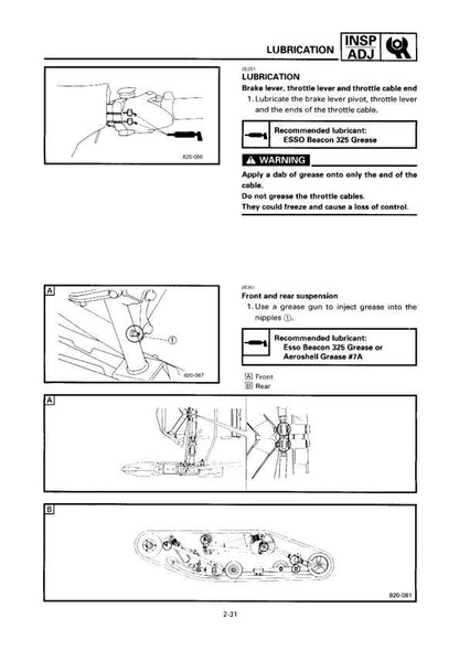 Yamaha SRX 600 700 Snowmobile Service Manual sample page from service manual