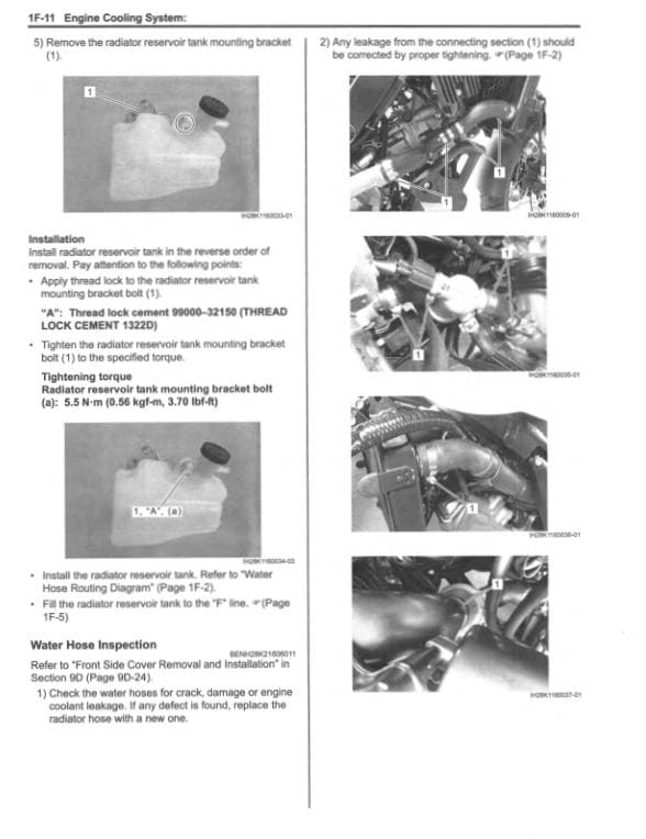 Suzuki V-Strom DL650 Motorcycle Service Manual sample page showing repair procedures