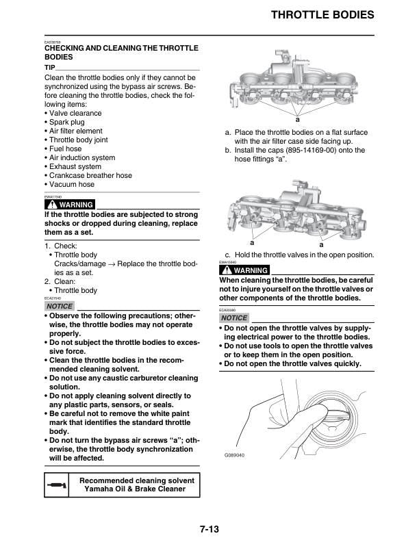 Yamaha MT10 MT10SP Motorcycle Service Manual sample page from the repair manual