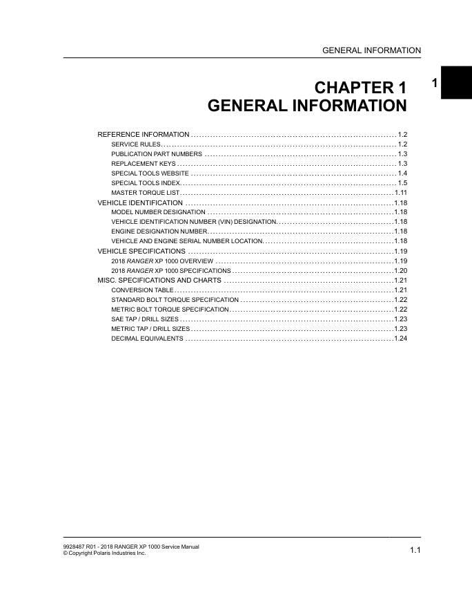 Polaris RANGER XP/XP Crew 1000 UTV Service Manual sample page from service manual