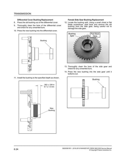 Polaris Ranger 900 1000 XP Crew UTV Service Manual sample page with technical illustrations