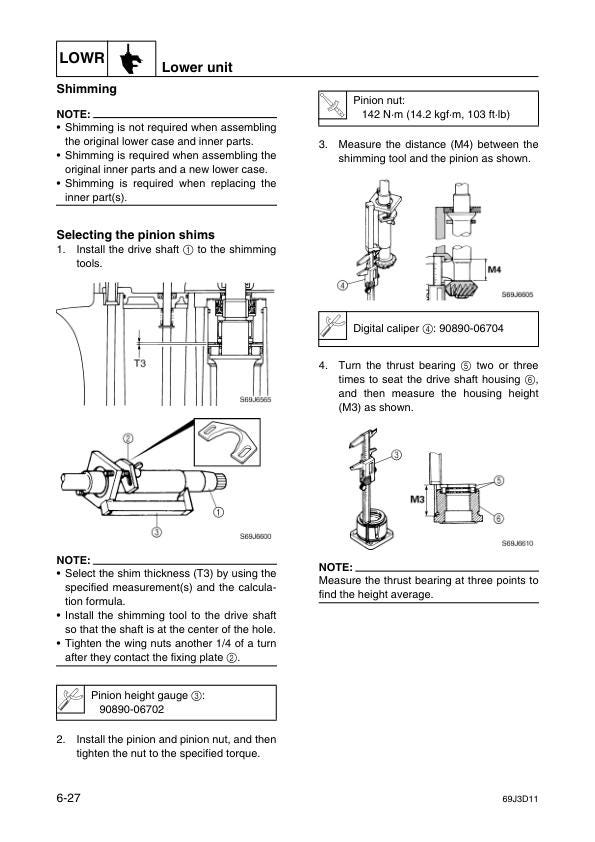 Yamaha F225A FL225A Outboard Service Manual sample page with technical illustrations