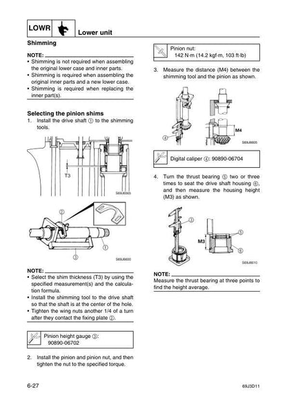 Yamaha F225A FL225A Outboard Service Manual sample page with technical illustrations