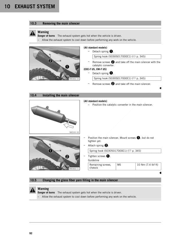 KTM 350 EXC Motorcycle Service Manual sample page from service manual
