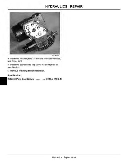 John Deere X300 X304 X320 X324 X340 X360 Tractor Service Manual sample page with service data and tables