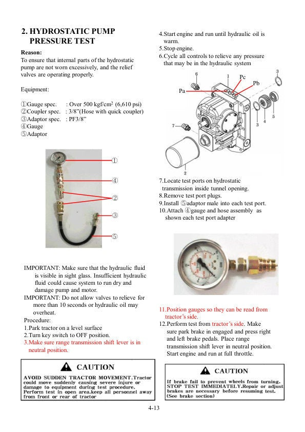 TYM T264 HST Compact Tractor Service Manual sample page with technical illustrations
