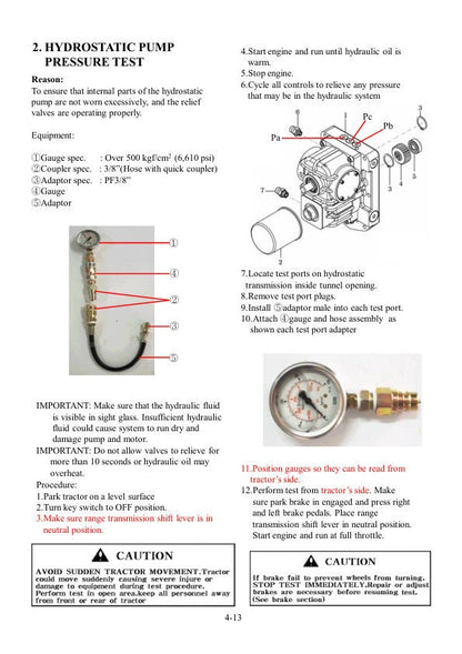 TYM T264 HST Compact Tractor Service Manual sample page with technical illustrations