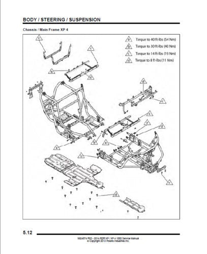 Polaris RZR Pro XP UTV Service Manual sample page showing repair procedures