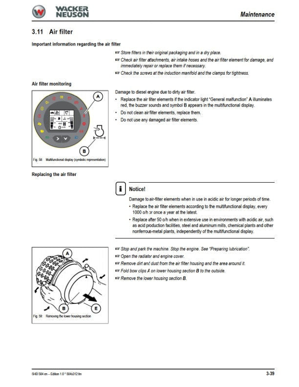 Wacker Neuson SW24 SW28 SW35 SW45 Compact Loader Service Manual table of contents
