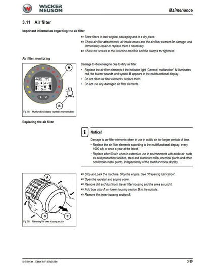 Wacker Neuson SW24 SW28 SW35 SW45 Compact Loader Service Manual table of contents