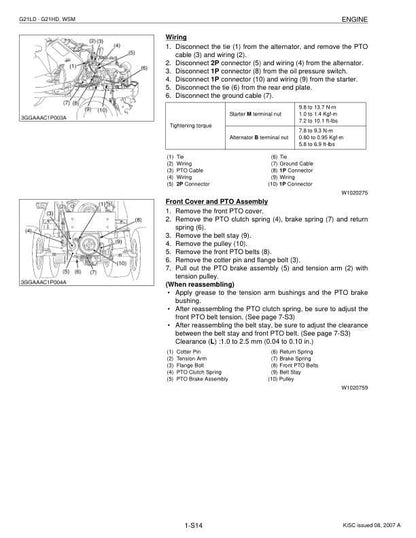 Kubota G21LD G21HD Mower Service Manual sample page with technical illustrations